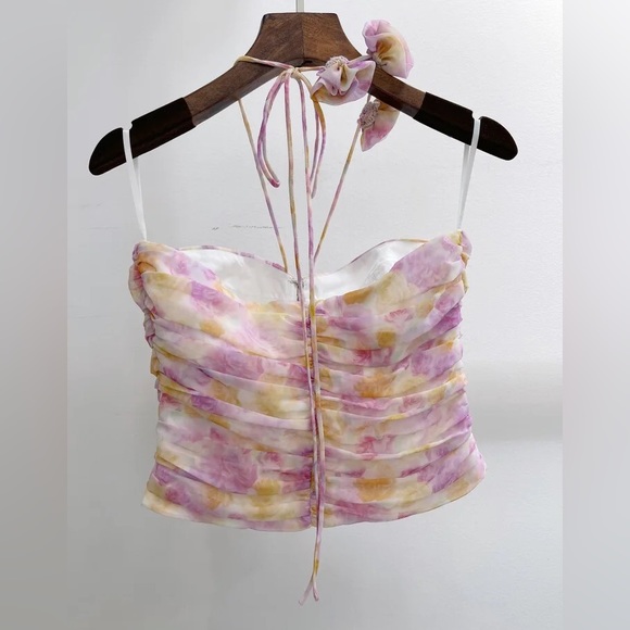 Magda butrym Jennie blackpink flower pink halter top size small - Picture 11 of 16